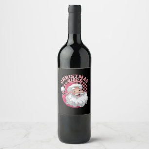 Rótulo De Garrafa De Cerveja Papai Noel Rosa Vintage Retro Natal