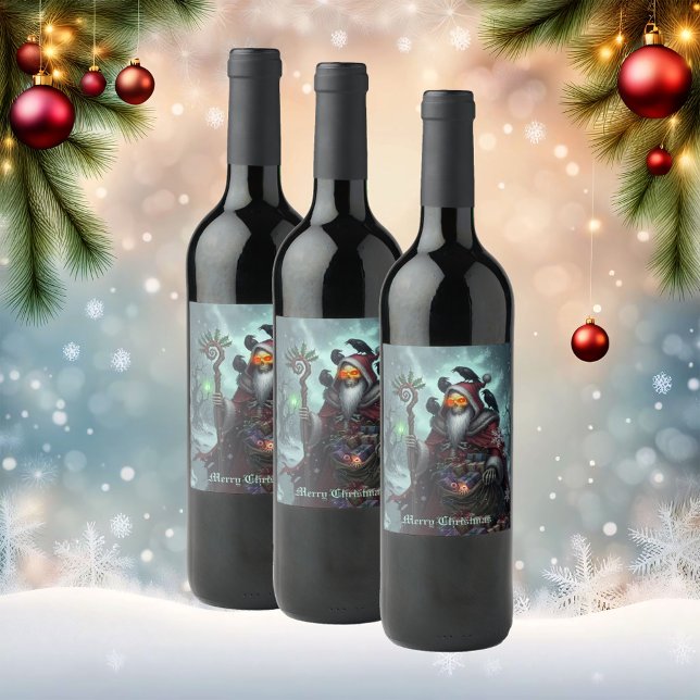 Rótulo De Garrafa De Cerveja Papai Noel Sombrio das Sombras – Esqueleto de Nata (Criador carregado)