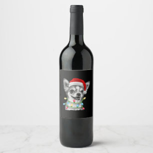 Rótulo De Garrafa De Cerveja papais noeis chihuahua luzes da árvore de natal