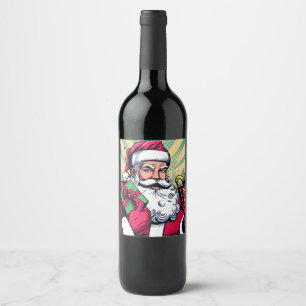 Rótulo De Garrafa De Cerveja Papais noeis de banda desenhada/Natal
