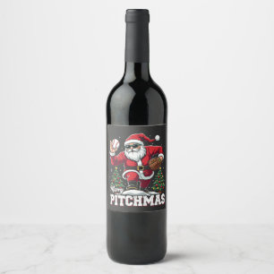 Rótulo De Garrafa De Cerveja Papais noeis de Natal de Pitchmas felizes Baseball