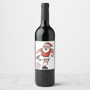 Rótulo De Garrafa De Cerveja Papais noeis Jogando Futebol Jogador de Natal Espo