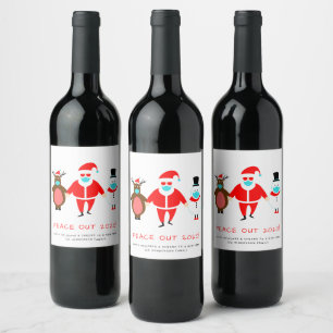 Rótulo De Garrafa De Cerveja Papais noeis Reindeer Snowman Enfrenta A Paz Em M