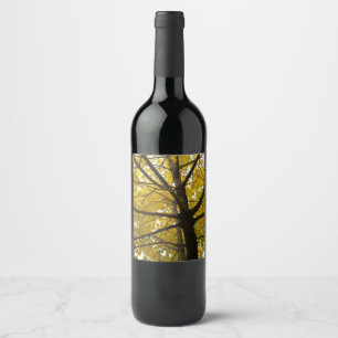 Rótulo De Garrafa De Cerveja Par de Árvores de Bordo Amarelas Natureza de Outon