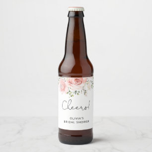 Rótulo de garrafa de cerveja para chá de noiva flo