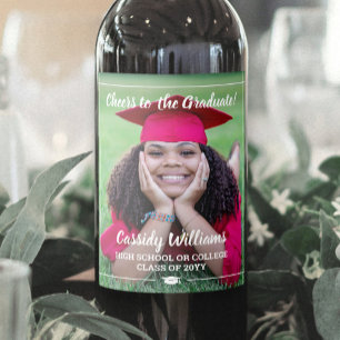 Rótulo De Garrafa De Cerveja Parabéns Formatura 1 Foto Elegante Letra Branca