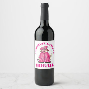 Rótulo De Garrafa De Cerveja Parabéns Graduação Boné Cor-de-Rosa