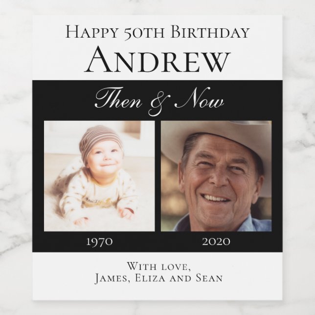 Rótulo De Garrafa De Cerveja Parabéns negros e elegantes, fotos (Rótulo Único)