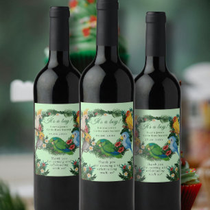 Rótulo De Garrafa De Cerveja Parrots tropicais exóticos de bebês coEd Chá de fr