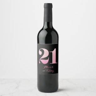 Rótulo De Garrafa De Cerveja Partido de aniversário de 21 anos cor-de-rosa do