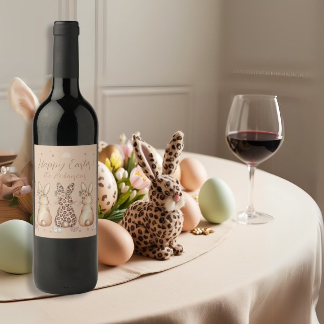 Rótulo De Garrafa De Cerveja Páscoa Blush Boho Bunny (Blush Boho Bunny Easter custom Wine Label)