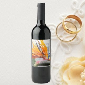 Rótulo De Garrafa De Cerveja Pássaro Tropical do Casamento Floral do Paraíso