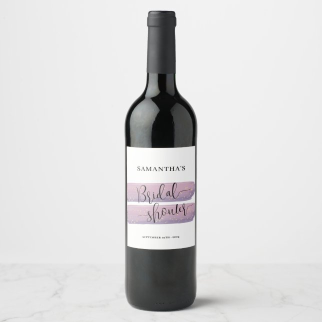 Rótulo De Garrafa De Cerveja Pastel Mauve Celestial Chá de panela (Frente)