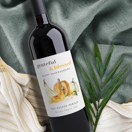 Rótulo De Garrafa De Cerveja Pastel Soft Watercolor Floral Pumpkin Ação de Graç