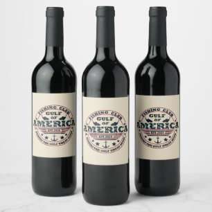 Rótulo De Garrafa De Cerveja Patriótico do clube de pesca americano do Golfo da