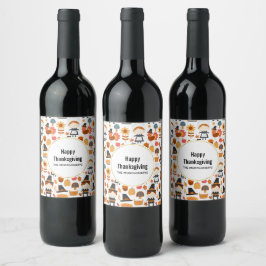 Rótulo De Garrafa De Cerveja Patterno de Colheita de Peregrinos de Ação de Graç