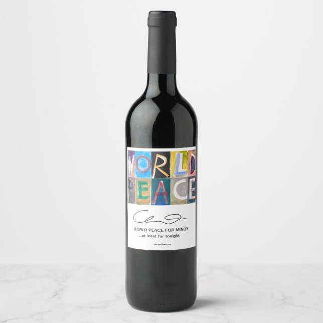 Rótulo De Garrafa De Cerveja PAZ MUNDIAL PARA Comida MINDY e conjunto de etique (Frente)