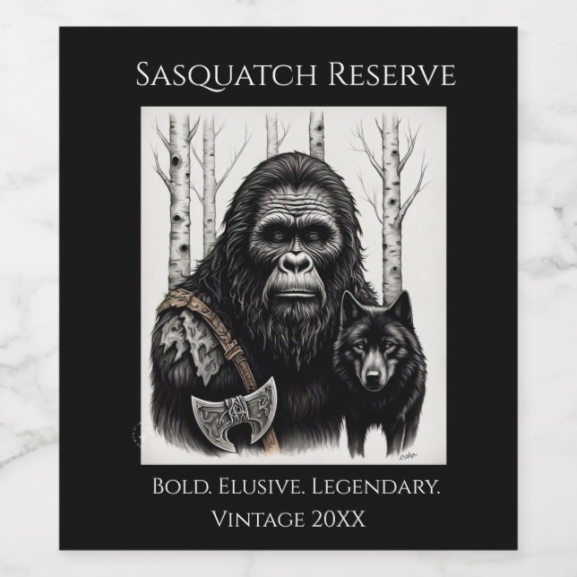 Rótulo De Garrafa De Cerveja Pé Grande e Lobo (Rótulo Único)