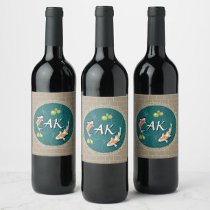 Rótulo De Garrafa De Cerveja Peixe Koi na lagoa 3d realista personalizado inici