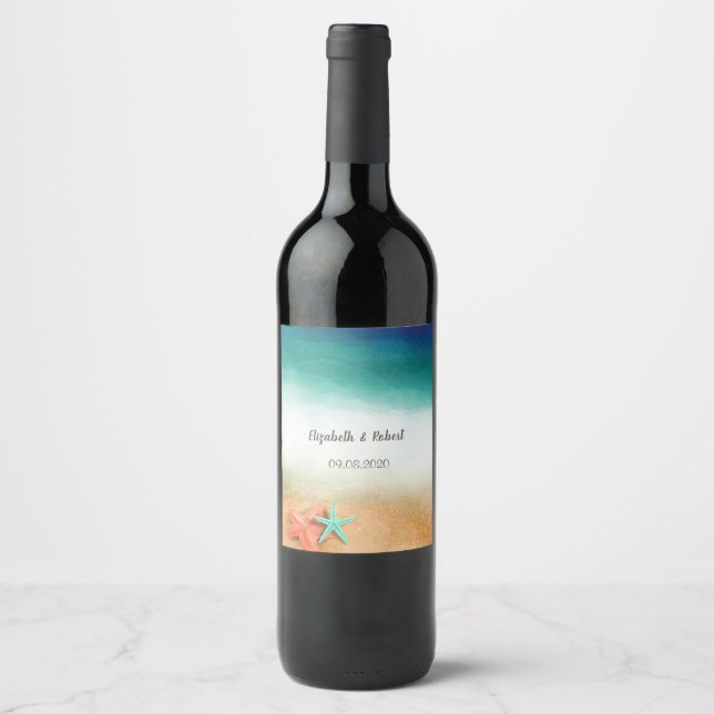Rótulo De Garrafa De Cerveja Peixe marinho de praia tropical (Frente)