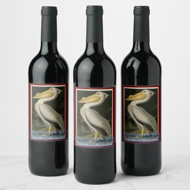 Rótulo De Garrafa De Cerveja Pelicano Branco Americano, Aves da América de Audu (Garrafas)