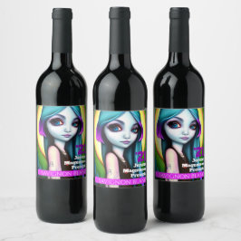 Rótulo De Garrafa De Cerveja Pêlos cor-de-rosa-azul-jovem, cor-de-rosa-cor-de-m