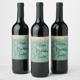 Rótulo De Garrafa De Cerveja Penas com brilho monograma Rótulo do vinho