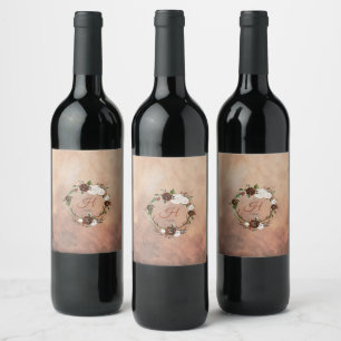 Rótulo De Garrafa De Cerveja Penas rústicas da floresta e flor floral