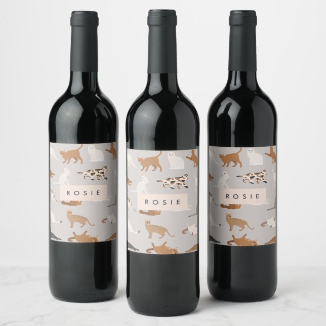 Rótulo De Garrafa De Cerveja Pentes de Gato Encantados Monogramas (Garrafas)