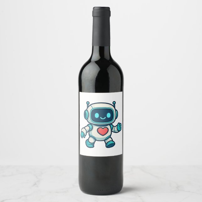 Rótulo De Garrafa De Cerveja Personagens de IA e Robô (Frente)