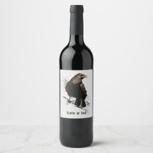 Rótulo De Garrafa De Cerveja Personalização de Arte de Pássaro de Raven com