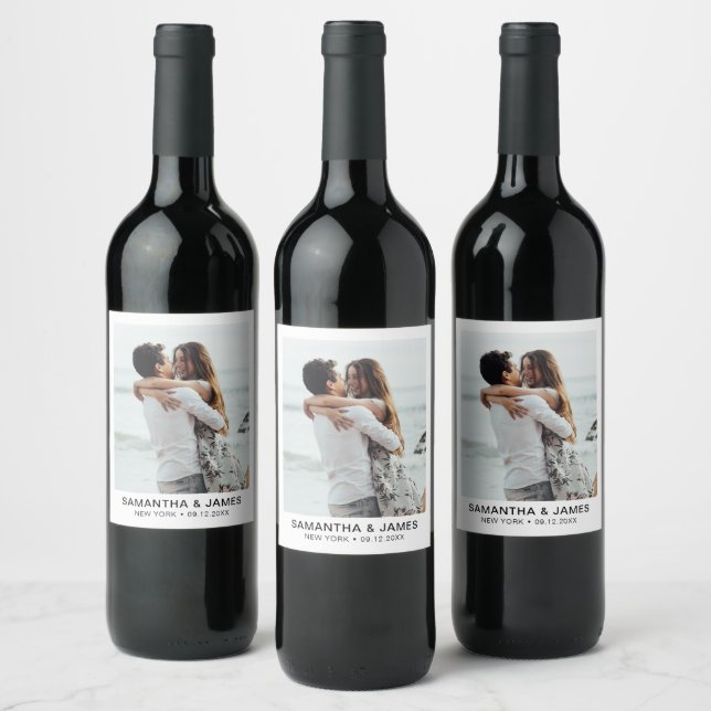 Rótulo De Garrafa De Cerveja Personalização de casamento de fotos modernas mini (Garrafas)