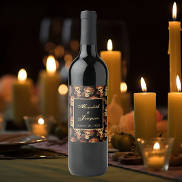 Rótulo De Garrafa De Cerveja Personalização de Rosa vermelha Negra de Casamento