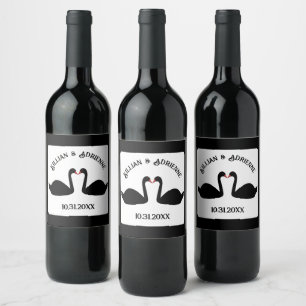 Rótulo De Garrafa De Cerveja Personalização de Swans Negros Beijando Casamento 