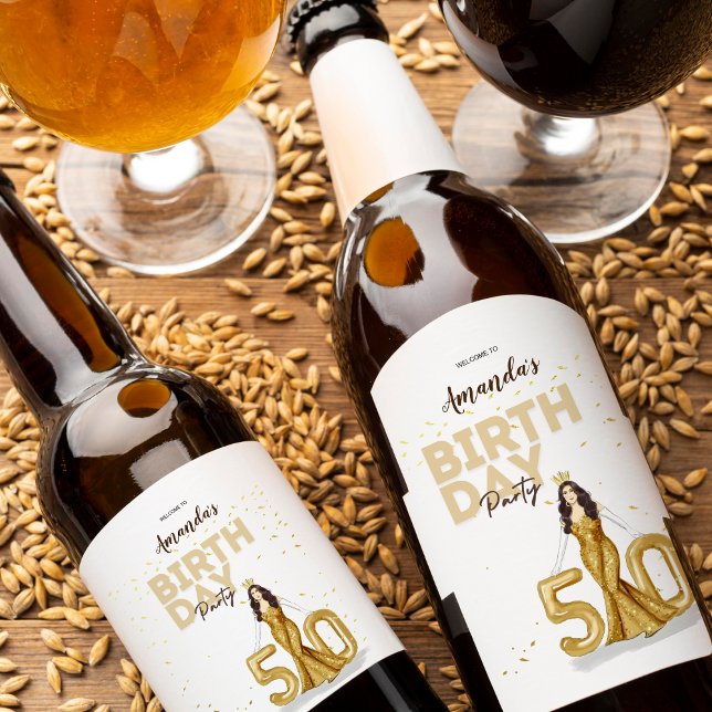 Rótulo De Garrafa De Cerveja personalizado, 50º aniversário, sinal de boas-vind (Criador carregado)