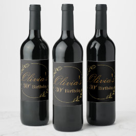 Rótulo De Garrafa De Cerveja Personalizado Preto e Dourado