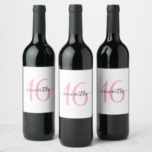 Rótulo De Garrafa De Cerveja Personalizado Rosa Doce 16