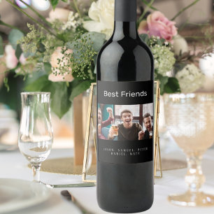 Rótulo De Garrafa De Cerveja Personalizar foto dos melhores amigos homens cara 