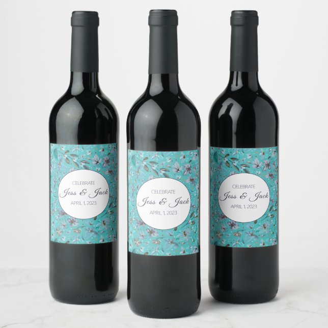 Rótulo De Garrafa De Cerveja Personalizar nome/data Blue Mint Magic Floral (Garrafas)