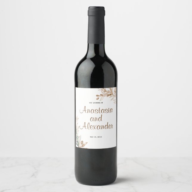 Rótulo De Garrafa De Cerveja Personalizar Rótulo de Vinho. Ramo de oliveira (Frente)