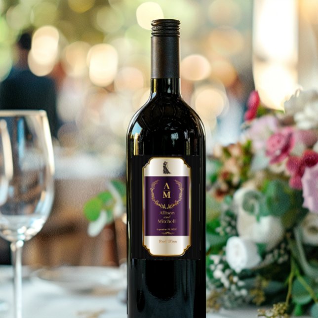 Rótulo De Garrafa De Cerveja Personalizar Vinho de Recepção Romântico Elegante (Criador carregado)