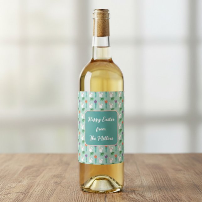 Rótulo De Garrafa De Cerveja Personalized Family Name Easter Wine Label (Criador carregado)