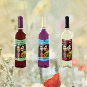 Rótulo De Garrafa De Cerveja Personalized Sky Blue Photo Friends Forever 