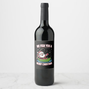 Rótulo De Garrafa De Cerveja Pescador de Natal Pescado Legal Papai Noel