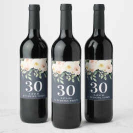 Rótulo De Garrafa De Cerveja Pessegueiro do aniversário de 30 anos floral de aq