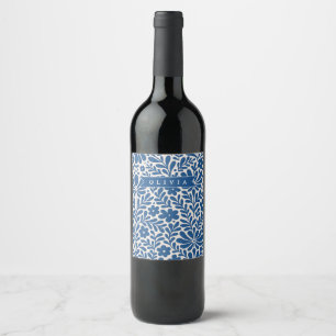 Rótulo De Garrafa De Cerveja Pessoalizado Floral Folclórico Azul Nórdico Person