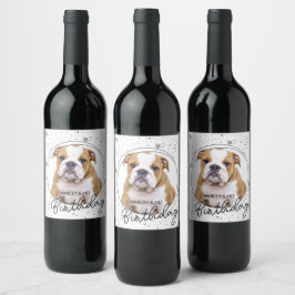 Rótulo De Garrafa De Cerveja Pet Photo Silver Stars Dog Aniversário