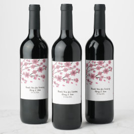 Rótulo De Garrafa De Cerveja Pétalas de Cerejeira Rosa Casamento