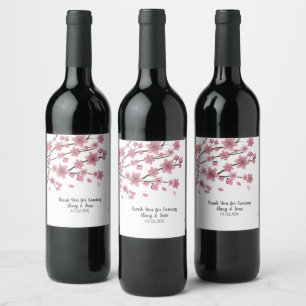 Rótulo De Garrafa De Cerveja Pétalas de Cerejeira Rosa Casamento