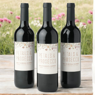 Rótulo De Garrafa De Cerveja Pétalas e Prosecco Chá de Bebê de Flores Silvestre